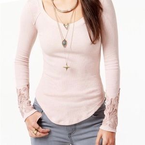 Free People pink ombré masquerade cuff sweater size large